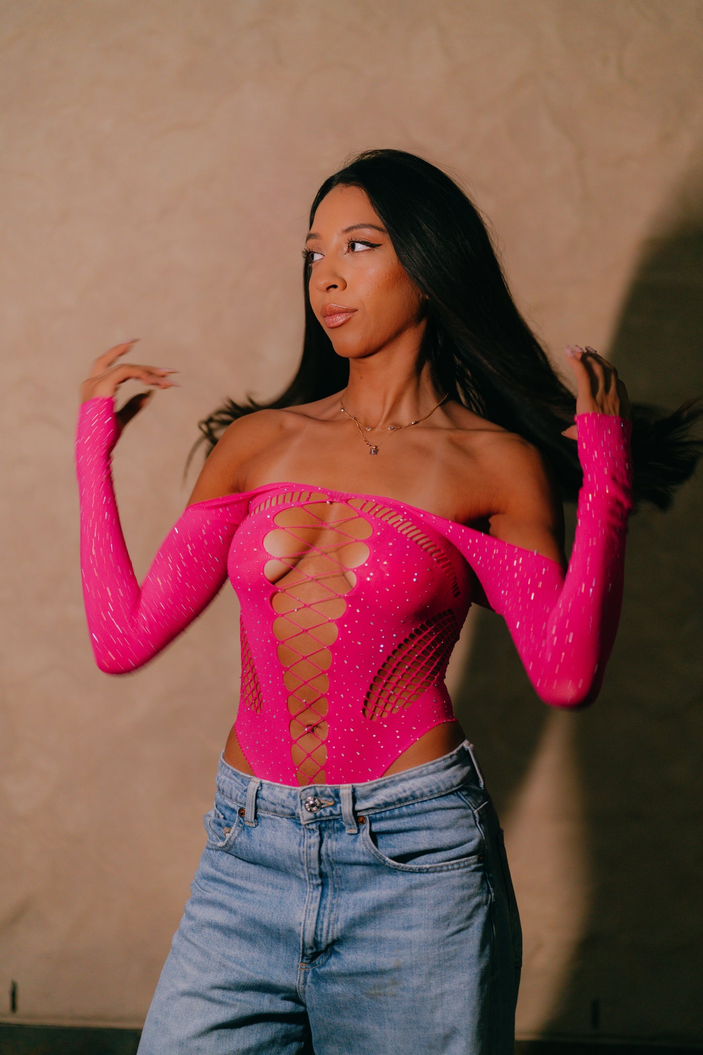 Midnight Bodysuit Hot Pink